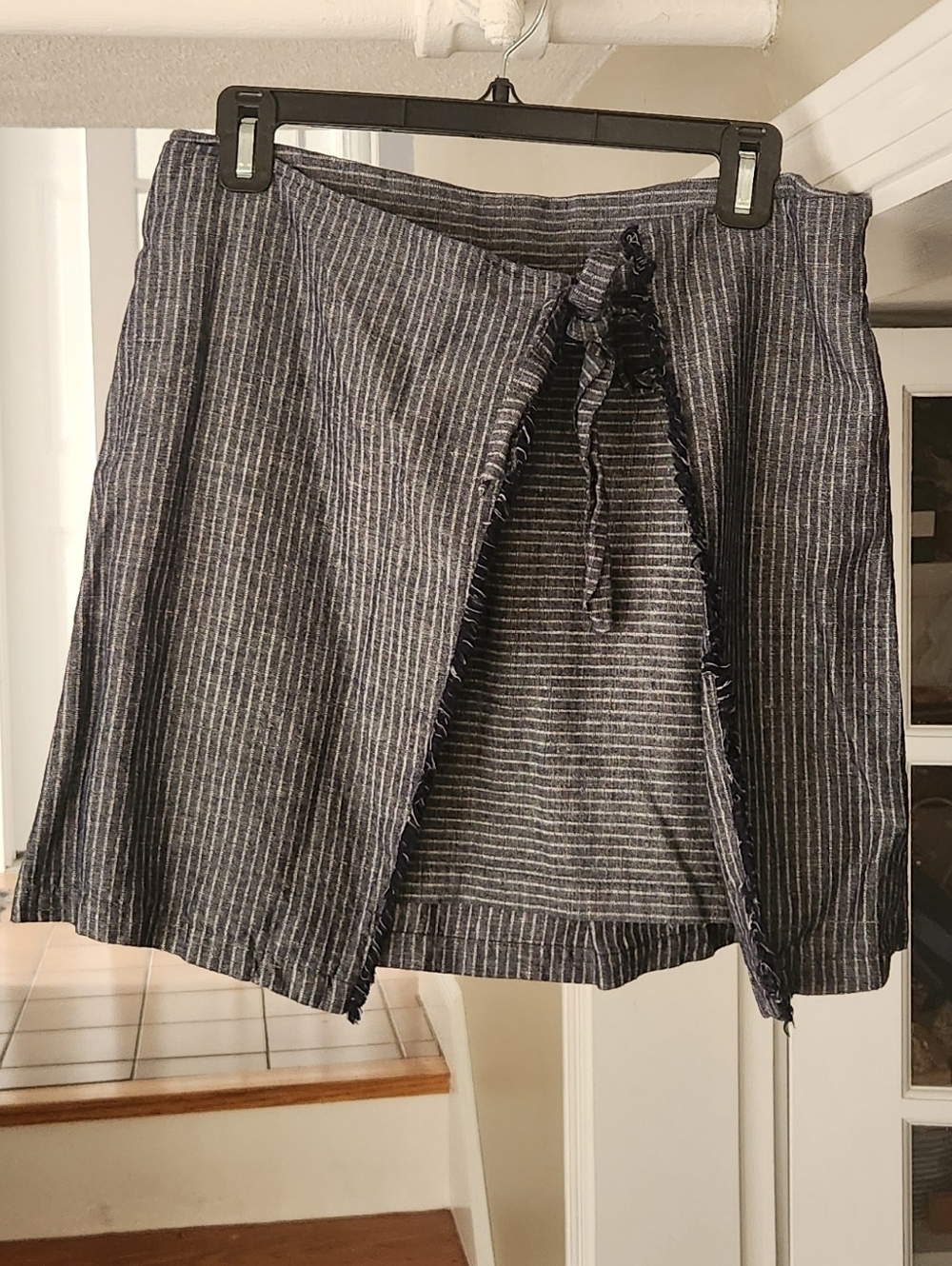Merona Navy and White Pinstripe Wrap Mini Skirt